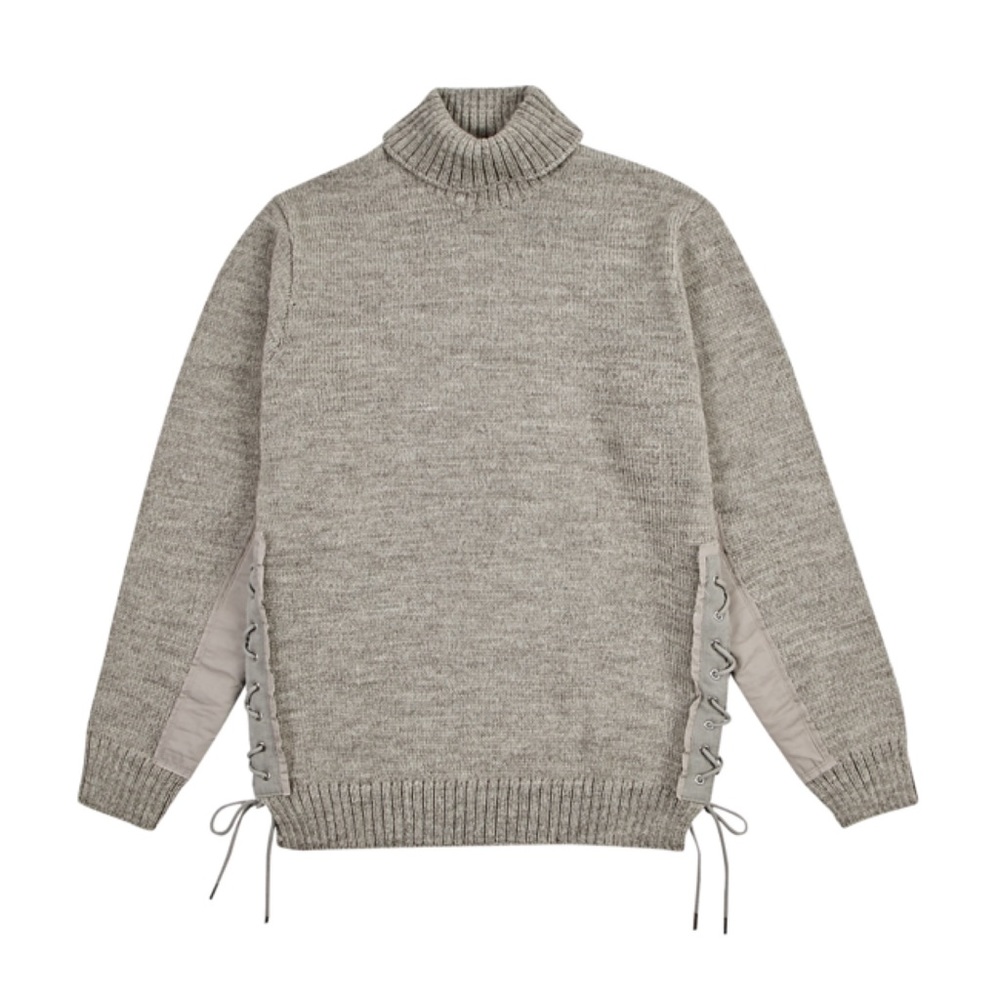 JOHN UNDERCOVER Men's Wool Tie Turtleneck Sweater